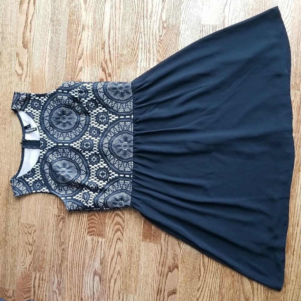 (M) HeartSoul Fit & Flare Mini Dress Crochet Look Top Boho Classic Cottagecore